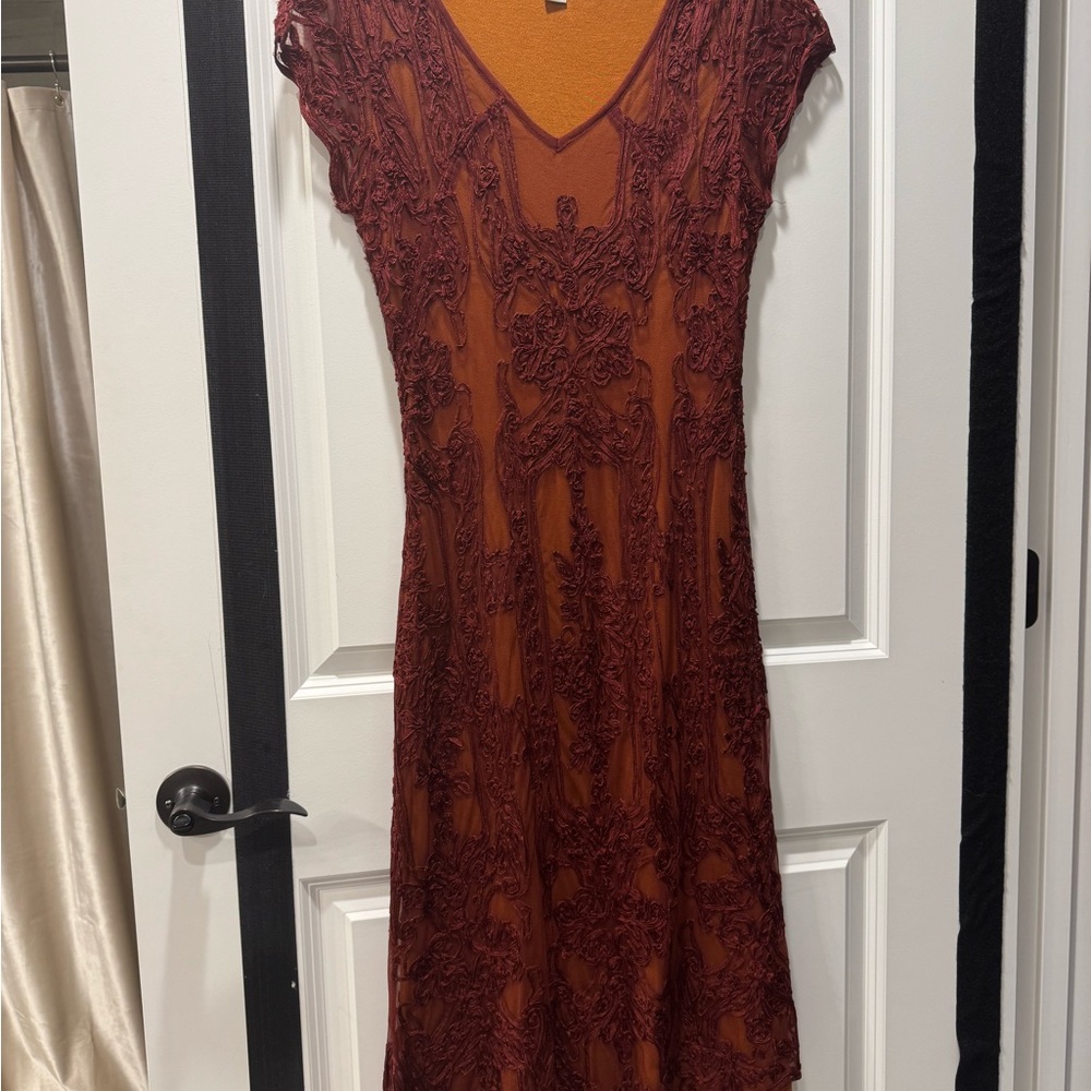 Sundance Burgundy Lace Midi Dress